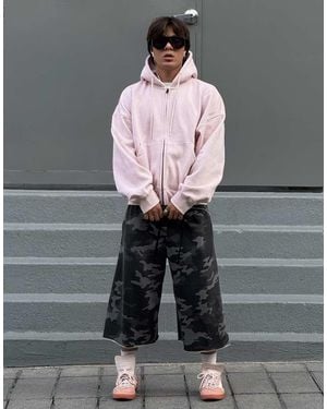 Bershka Boxy Zip-up Hoodie - Pink
