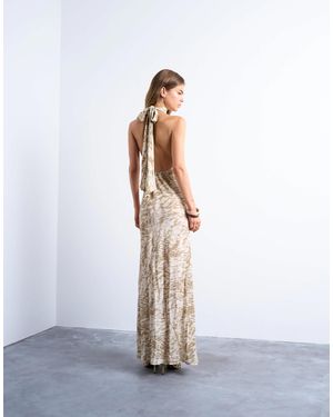 TOPSHOP Full Neck Halter Midi Dress - White