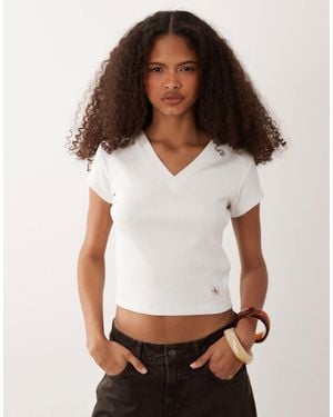 Calvin Klein – geripptes tanktop - Weiß