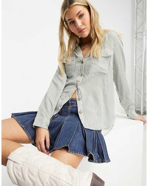Vero Moda Camicia A Righe Con Tasche Sul Davanti - Bianco