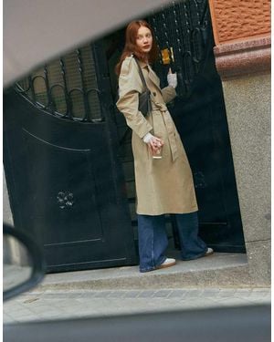 Pull&Bear Belted Trench Coat - Blue