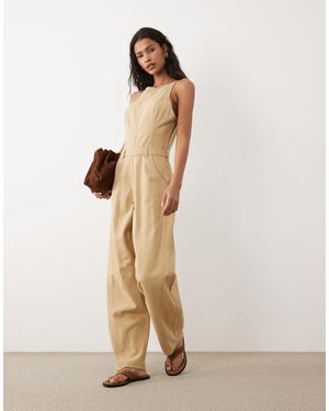 ASOS – twill-jumpsuit - Natur