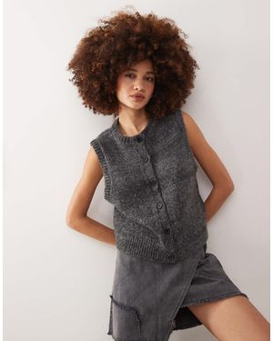 Weekday peggy Knitted Button Down Vest - Gray