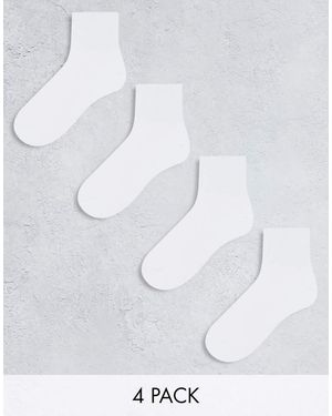 Lindex Pack De 4 Pares De Calcetines Deportivos Tobilleros Blancos De Canalé De