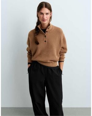 Oysho 20% Wool Buttoned Jumper - Black