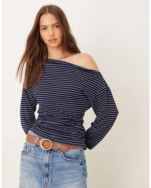 ASOS Cinched Asymmetric Long Sleeve Top - Blue