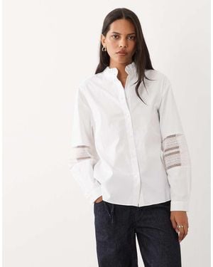 Mango Embroidered Sleeve Detail Shirt - White