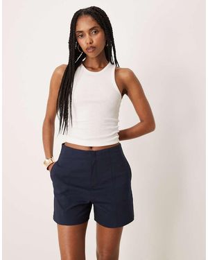 Mango Pantalones Cortos De Sastre Con Bolsillos De - Azul