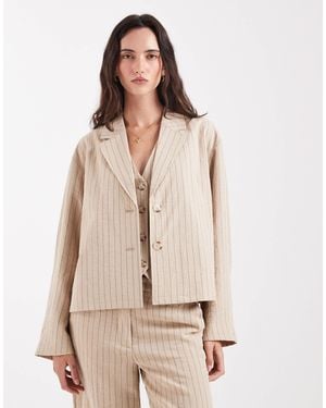Object Mix & Match Short Boxy Tailored Blazer - Natural