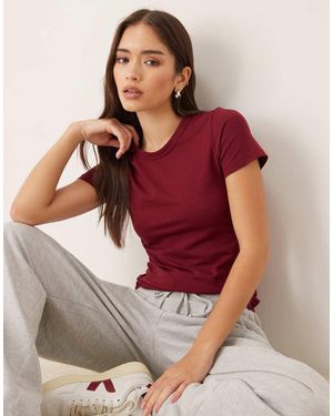 JJXX T-Shirt Aderente Color Bordeaux - Marrone
