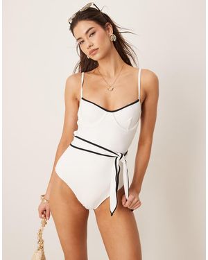 Free Society Tie Front Underwire Swimsuit - White
