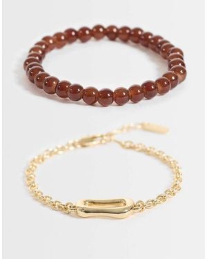 ASOS Pack De 2 Pulseras De Cadena Con Detalle De Cuentas Y Eslabones Fundidos En-Multi - Multicolor