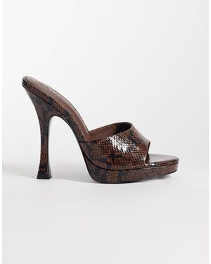 ASOS Nightfall Platform Heeled Mules - Brown