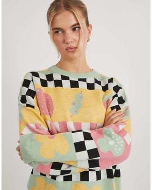 Skinnydip London Checkerboard Strawberry And Knitted Jumper - Multicolour