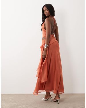 Bardot Cyrel Chiffon Plunge Neck Cut Out Out Low Back Maxi Dress - White