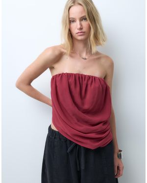 ASOS Top asymétrique à basque froncée - Rouge