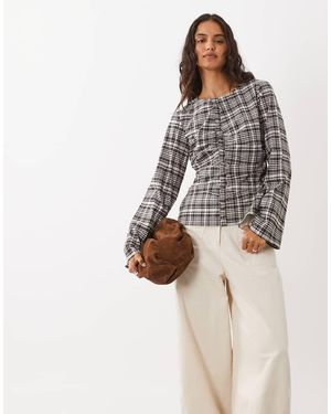 Aware Blouse Met Gerimpeld Detail - Grijs