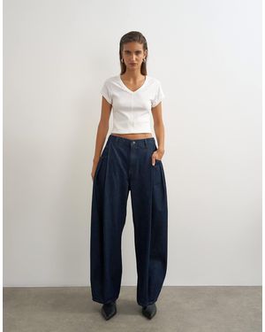 TOPSHOP Cocoon Mid Rise Barrel Jean - Blue