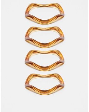 ASOS Pack Of 4 Resin Wavey Bangles - Metallic