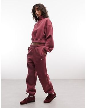 Nike Studio Fleece Mid-Weight Oversized Cuffed Jogger - Red