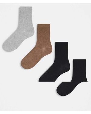 Pieces 4 Pack Ribbed Socks - White