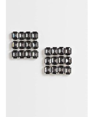 TOPSHOP Eddie Vierkante Statementoorbellen - Zwart