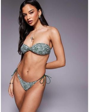 ASOS Jacqueline Jacquard Rio Tie Side Bikini Bottom - Grey