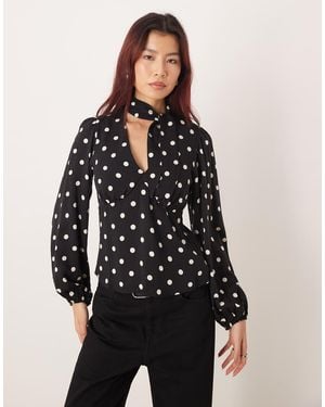 Nobody's Child Tie Neck Detail Blouse - Black
