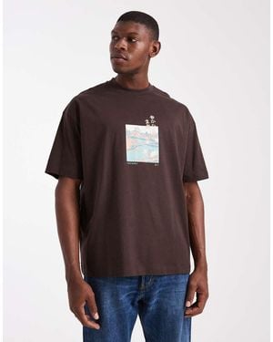 ASOS Oversized T-shirt With Scenic Graphic - Brown