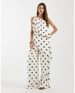 ASOS Satin Wide Leg Trouser - White