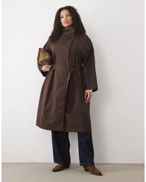 Vila Curve Funnel Neck Maxi Trench Coat - Brown