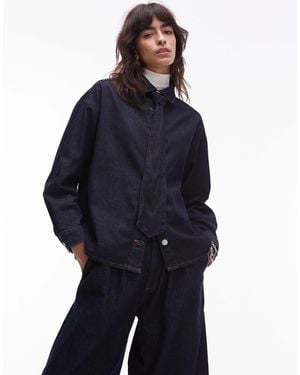 ASOS Relaxed Fit Denim Shirt With Tie - Blue