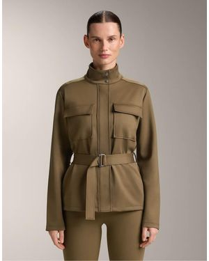 Oysho Neoprene-effect Jacket With Belt - Green