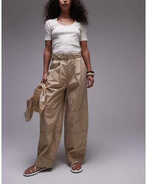 TOPSHOP Lightweight Balloon Trousers - Brown