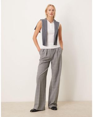ASOS Tall Tailored Wide Leg Pants With Pleat Detail - Natural