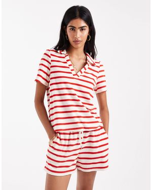 Vero Moda Towelling Polo T-shirt Co-ord - Red