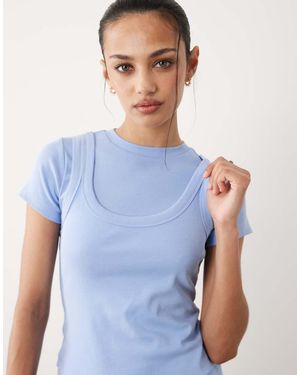 ASOS Gelaagde Top Met Korte Mouwen - Blauw