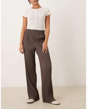 Y.A.S Plisse Wide Leg Trousers - Natural