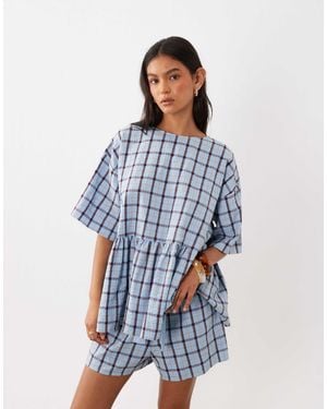 ASOS Oversized Short Sleeve Peplum Top - Blue