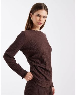 ONLY Long Sleeve Top Co-Ord With Ruche Detail - Purple