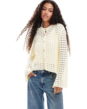 ASOS Knitted Cardigan With Shell-look Buttons - Blue