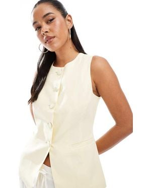 New Look Longline Linen Waistcoat - White