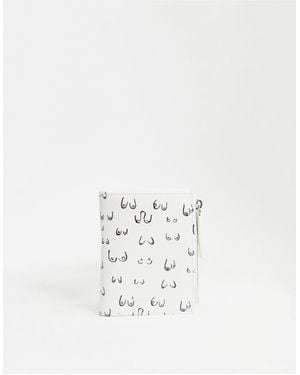 Monki Faux Leather Coin Purse With Boob Print - White