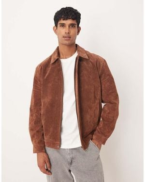 ASOS Real Suede Harrington Jacket - Brown