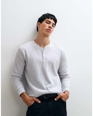 Jack & Jones Top Met Lange Mouwen En Henley-Hals - Grijs