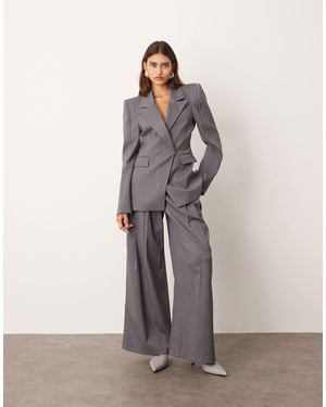 ARRANGE Tailored Wide Leg Pants With Pleats - Gray