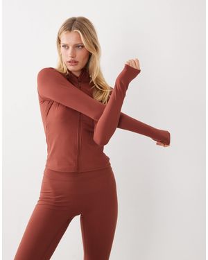 4505 Icon Zip Up Studio Long Sleeve Top - Red
