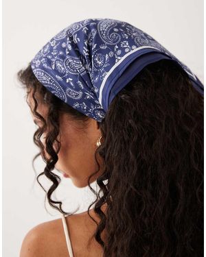ASOS Vierkante Sjaal Met Paisley Motief - Blauw