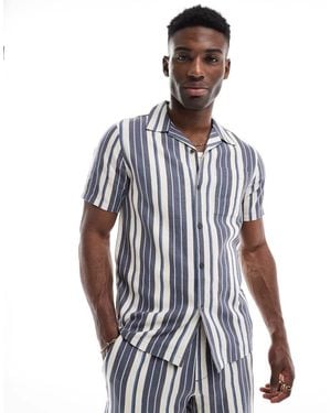 New Look Linen Look Stripe Shirt Co-ord - White