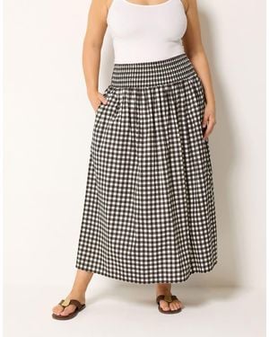 Yours Clothing Gingham Maxi Skirt - Brown